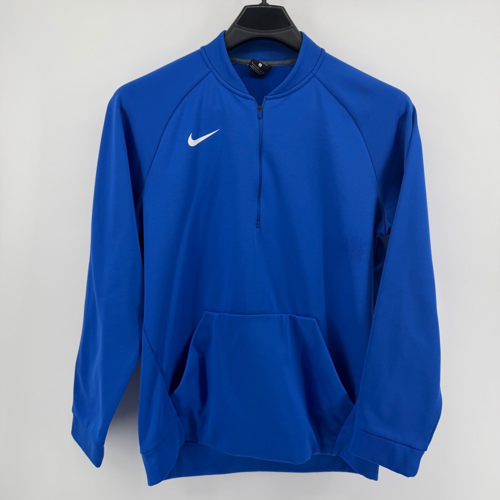 Nike Pullover Mens Large Blue Dri-FIT Quarter Zip Fleece Kangaroo Pocket Sport